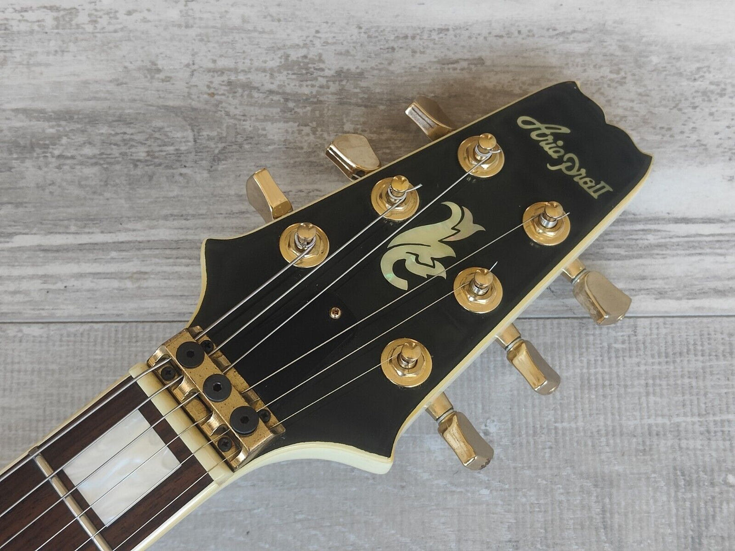 1980's Aria Pro II Japan PE-Deluxe KV Single Cutaway w/Kahler (Ivory)