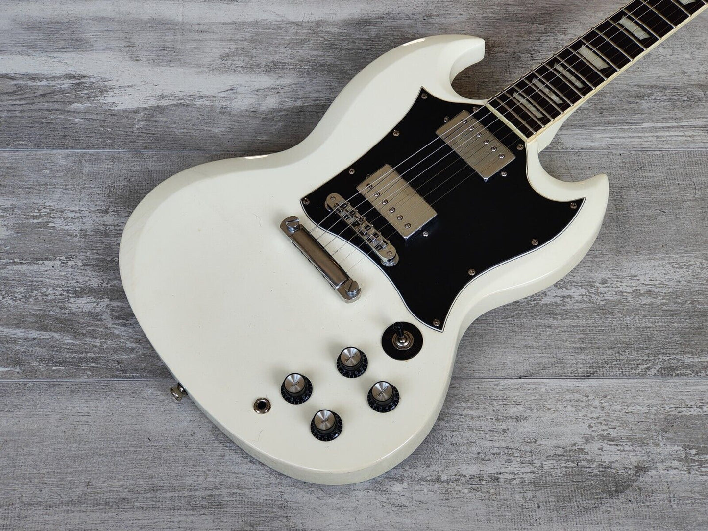 Blitz by Aria Pro II SG Double Cutaway (White) – Cool Old Guitars