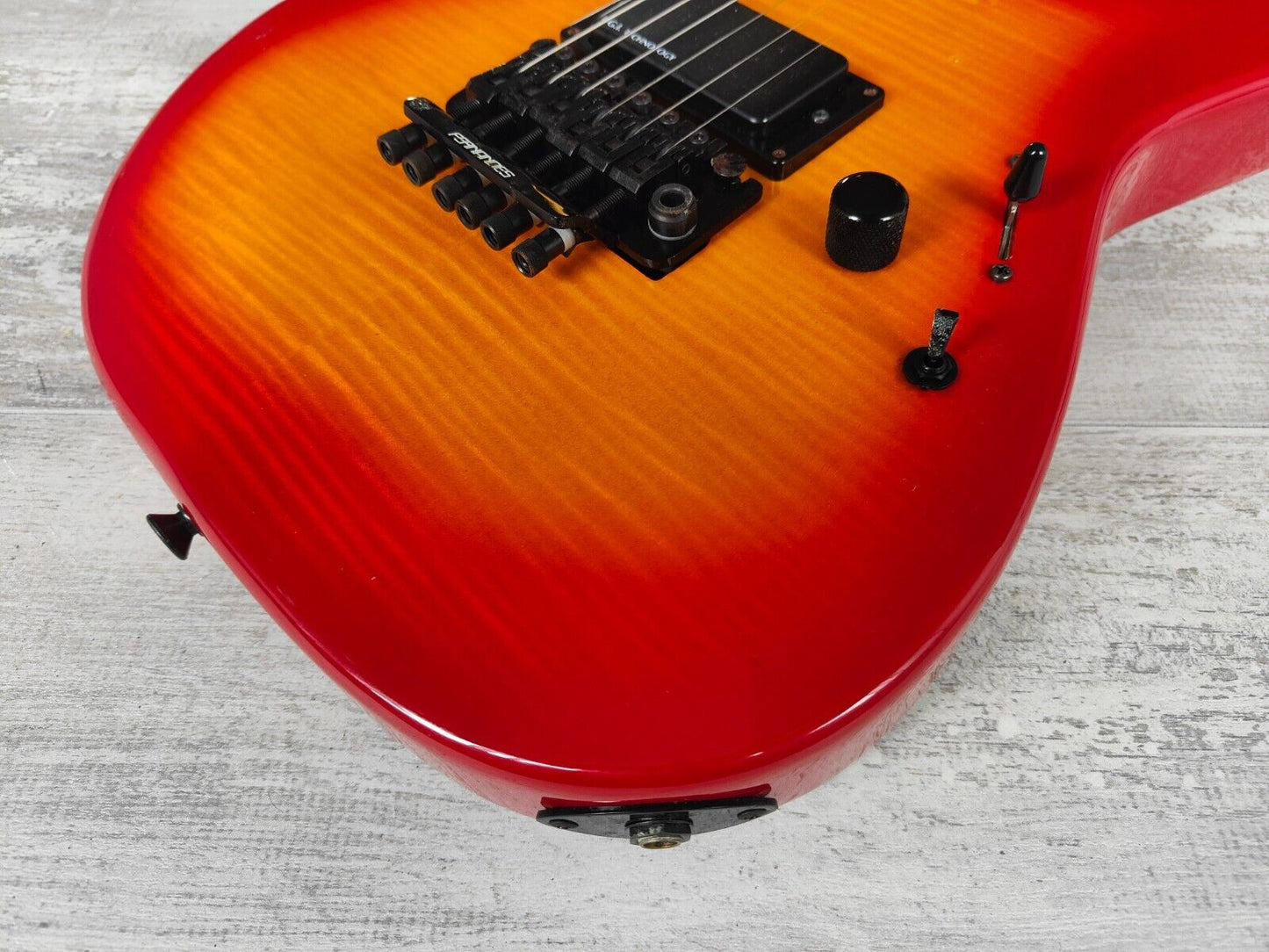 1988 Fernandes Japan FR-85 Revolver Active Superstrat (Cherry Sunburst)