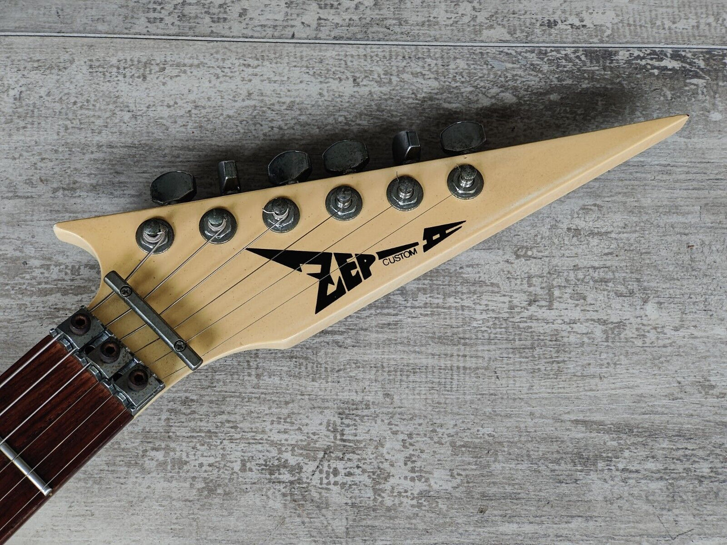 1987 ZEP-II (by ESP Japan) FAZ-115 "Flying A" Takamizawa Model Guitar (White)