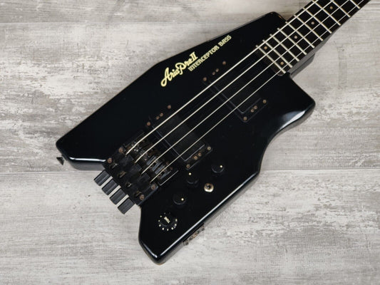 1986 Aria Pro II Japan Interceptor Headless Bass (Black)