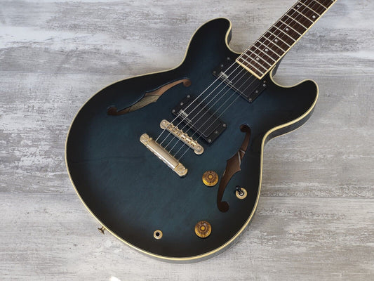 1988 Yamaha Japan SAS-II Semi Hollowbody Electric Guitar (Navy Blue Sunburst)