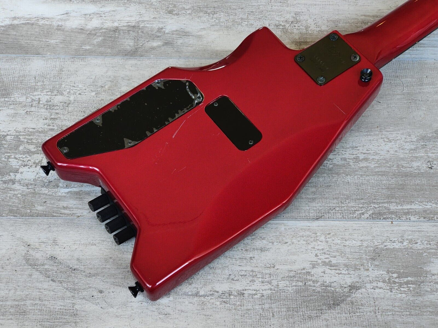 1986 Aria Pro II Japan Interceptor Headless Bass (Red)