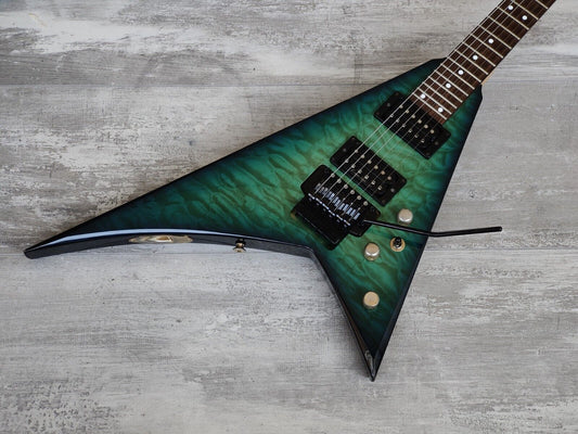 1990’s Grover Jackson Japan Rhoads Flying V Electric Guitar (Quilt Turqoise)