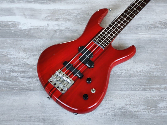 1989 Aria Pro II ASB-60 Integra Series Neckthrough Bass (Transparent Red)