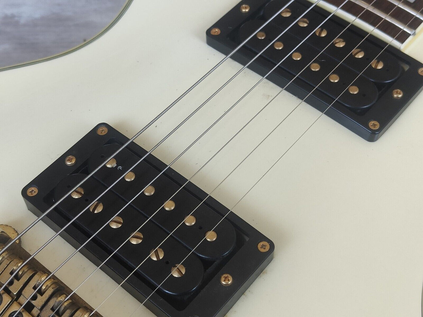 1980's Aria Pro II Japan PE-Deluxe KV Single Cutaway w/Kahler (Ivory)