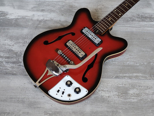1960's Teisco Japan EP-2L Hollowbody Electric Guitar (Red Burst)